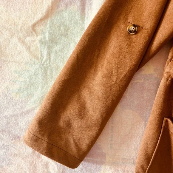 NEW Made in Italy Camel Tan Suede Long Jacket Coat - Picture 6 of 12
